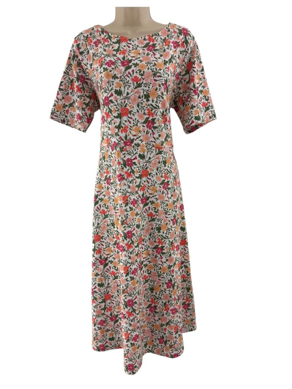 Croft & Barrow Floral Print Short Sleeve Soft Knit Midi Dress Size L New Summer
